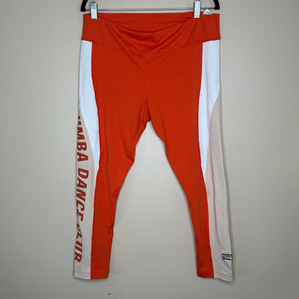 Zumba Dance Club Colorblock Leggings - Orange/White